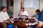Rick Hubbard (center) at the cupping table